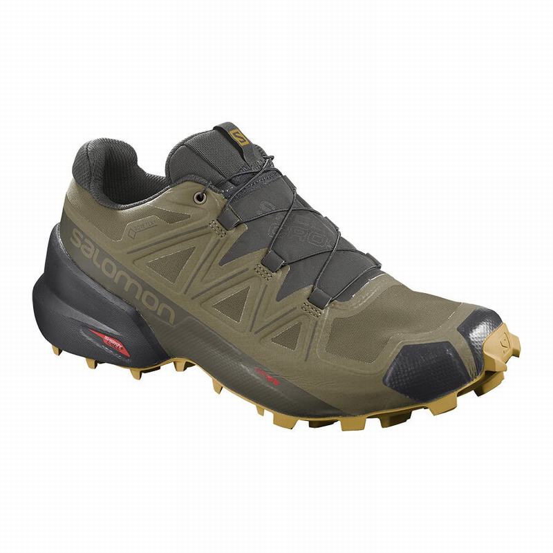 SALOMON SPEEDCROSS 5 GORE-TEX Philippines - Men's Trail Running Shoes - Olive | 765218-SIB